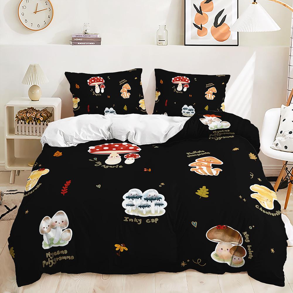 Three-Piece Cute Mushroom Quilt Set Two-Piece Bedding Digital Printing Kit