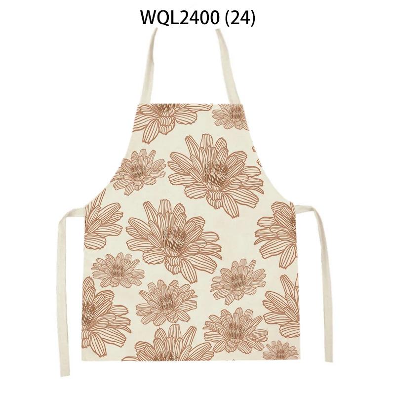 Flower Printed Sleeveless Kitchen Aprons for Women Colorful Pattern Pinafore Home Cooking Baking Waist Bib Kitchen Accessories