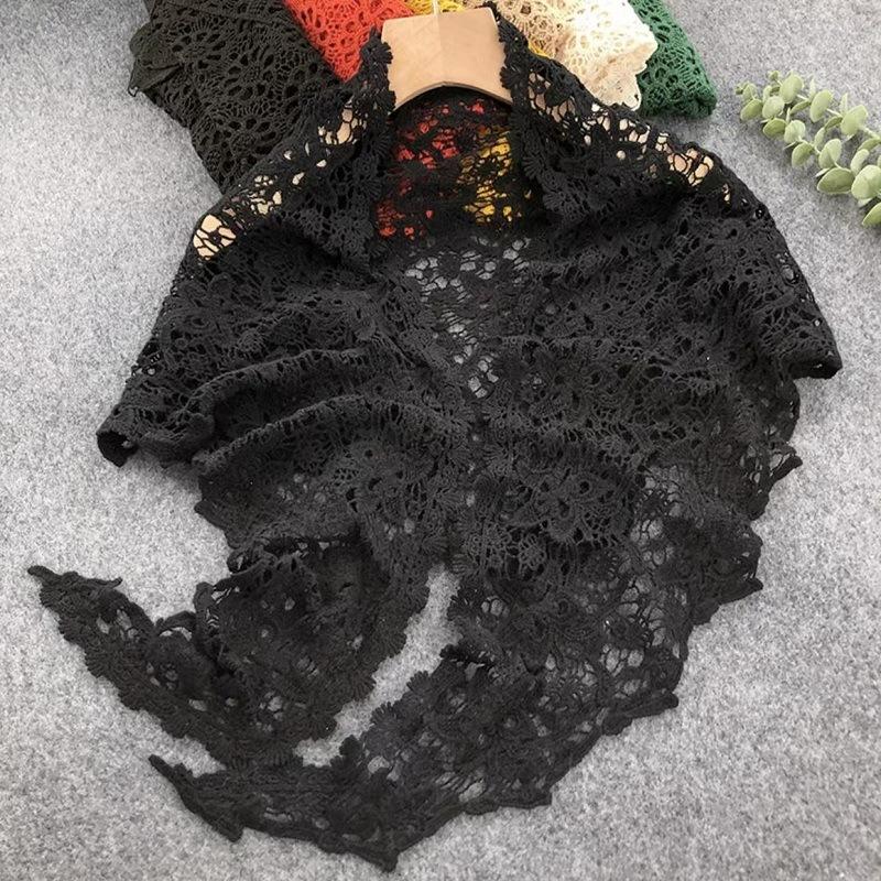 Pure Cotton Neck Protection Lace Hollow Triangle Scarf Hook Shawl Summer With Suspender Skirt Children Outside