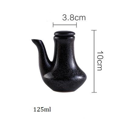 Japanischer Stil Keramik Retro Schwarzer Sojasaucen-Topf Kleiner Essigtopf mit Deckel Saucen-Gefäß Flasche Tafelgeschirr