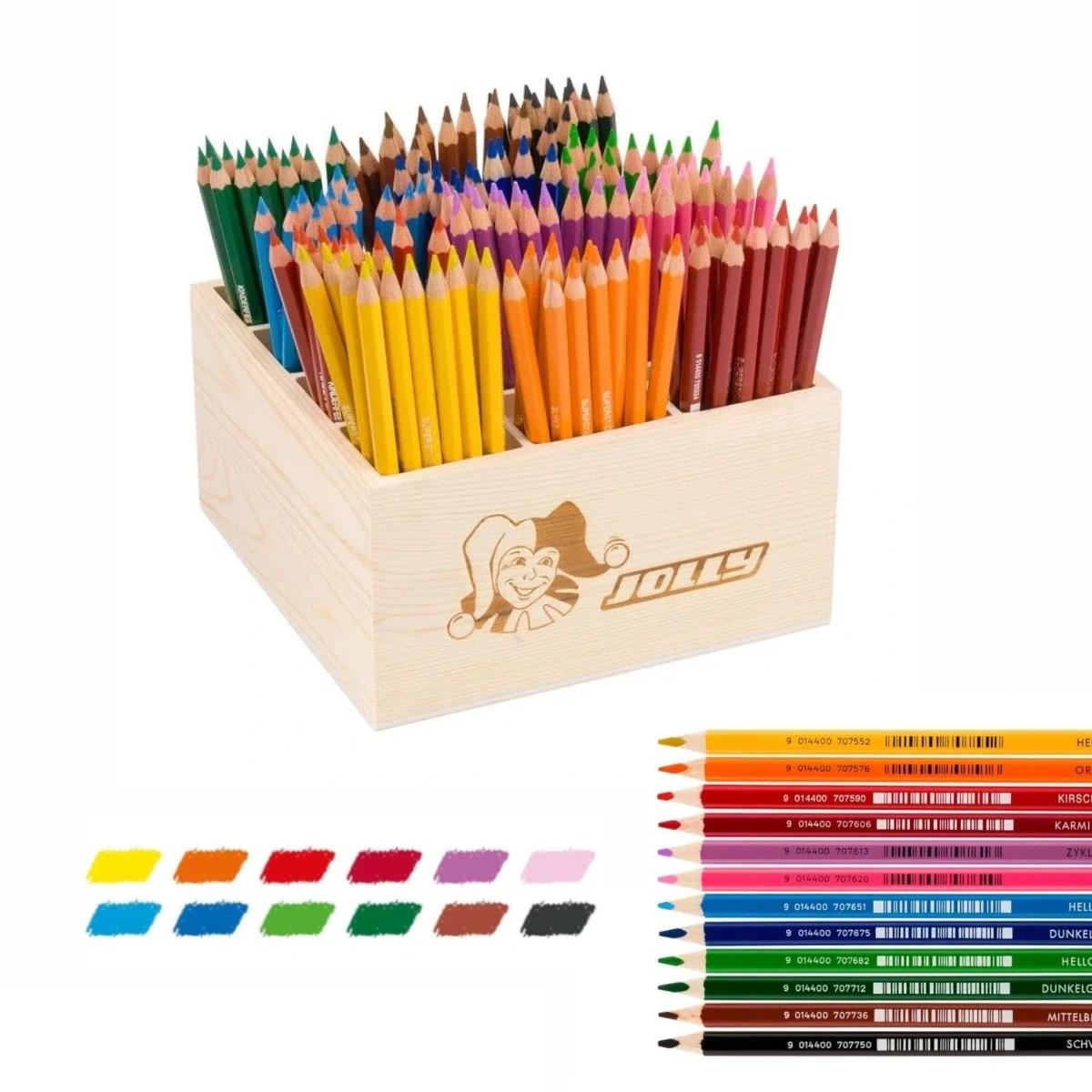 Jolly Supersticks Classic 144 Stück. - Großes Set Buntstifte in Holzkiste 5+