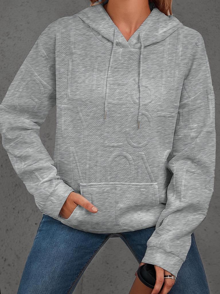 Damen Übergröße Herbst/Winter Casual 3D Buchstaben Jacquard Rundhals Pullover Sweatshirt