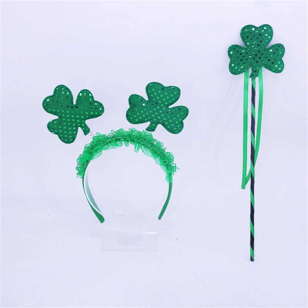 Glitter Headband Shamrock Photo Props Fun Lace Headband Party Blingbling Karaoke Party Hair Hoop Leprechaun