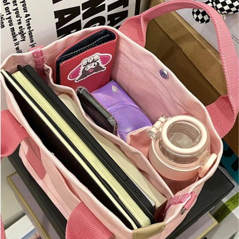 Japon ve Kore Bölmeli Kanvas El Tipi Bento Çantası Retro Öğrenci Sınıf İş Gidiş Geliş Çantası Çok Katmanlı El Çantası Çapraz Askılı Çanta Kadın