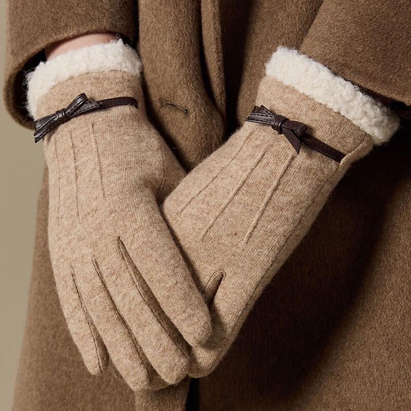 JIUMU Women's Winter Fleece-Lined Wool Touchscreen Gloves