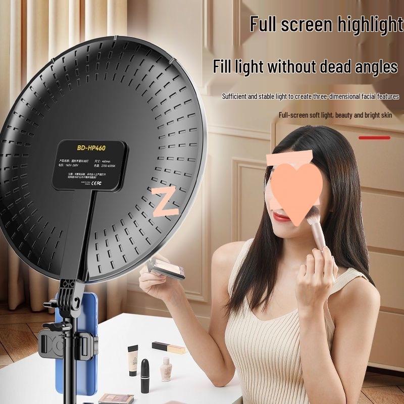 Dual-Position Desktop Tripod with Fill Light for Mobile Live Broadcasting