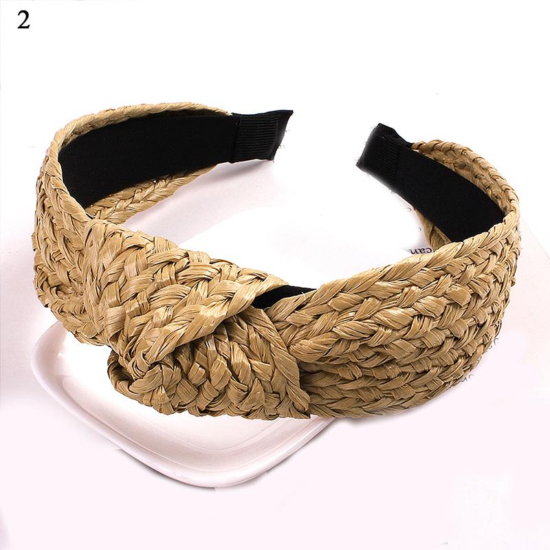 

Летняя пляжная широкополая соломенная плетеная повязка на голову Женская ручной работы Обруч для волос Перекрещенный модный ободок для волос Богемный ободок для волос ГОРЯЧИЙ