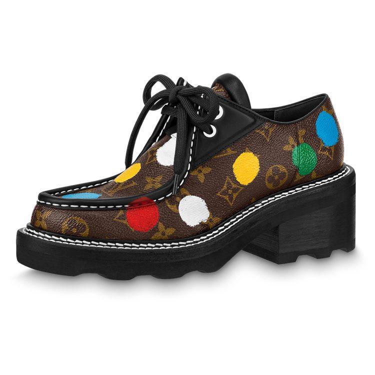 Yayoi Kusama x LOUIS VUITTON Beaubourg Schnürung Klobiger Absatz Mittlerer Niedriger Absatz Schuhe Damen Braun 1AB9MP
