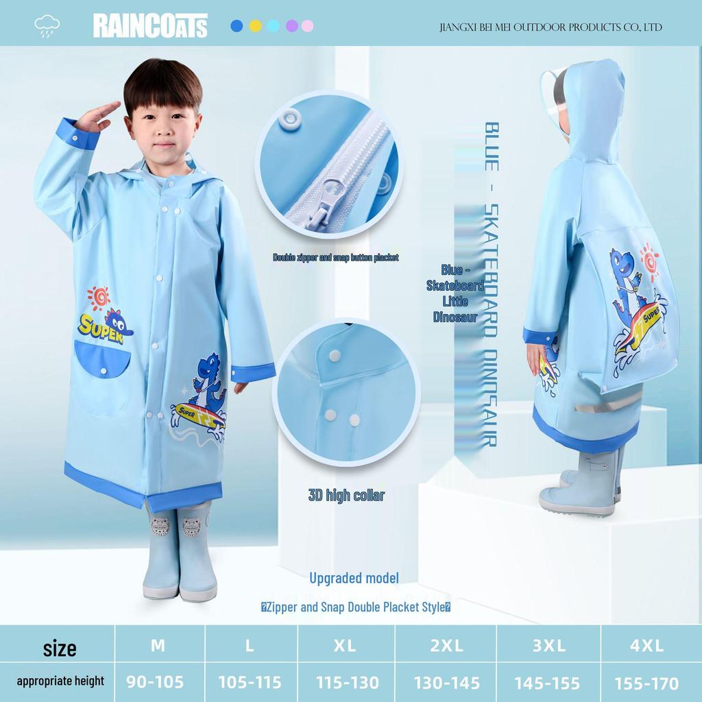 Children's Cartoon Rain Poncho with Backpack Slot for Kids