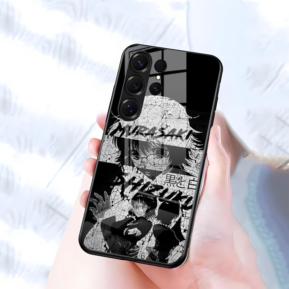 S-Shizuku M-Murasaki Phone Case For Samsung S26 S25 S24 FE S23 S22 S21 Plus S20 Ultra Note20Ultra Black Glass Cover