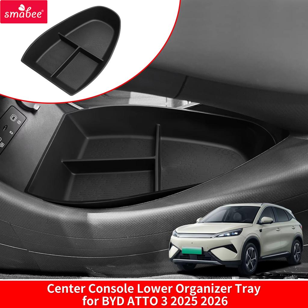 Smabee for BYD ATTO 3 EVO YUAN PLUS 2025 2026 TPE Lower Center Console Storage Box Lower Organizer Tray Interior Accessories