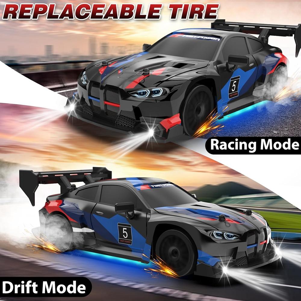 RC Drift Car Remote Control High Speed Racing Vehicle with LED Lights 2.4GHz Radio 4x4 Off-Road Truck Toy for Children Kids