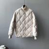 2025 Winter Women's Short Quilted Puffer Jacket, Diamond Pattern Collarless Down Cotton Coat