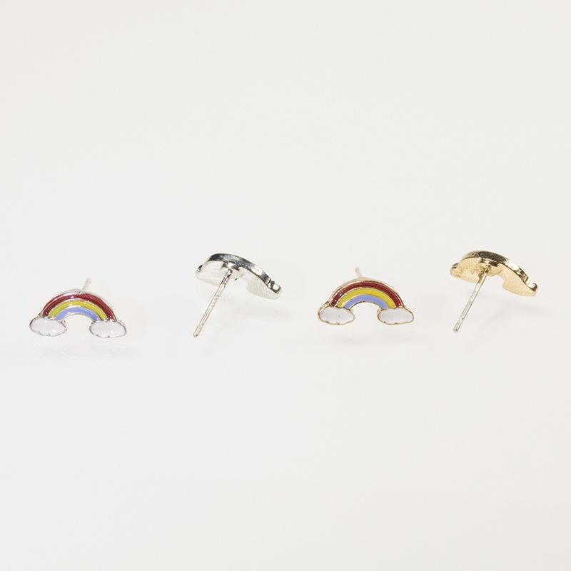 Silver Needle Niche Design Rainbow Cloud Stud Earrings Fresh and Cute Earrings Women's Small Simple Women's Stud Earrings
