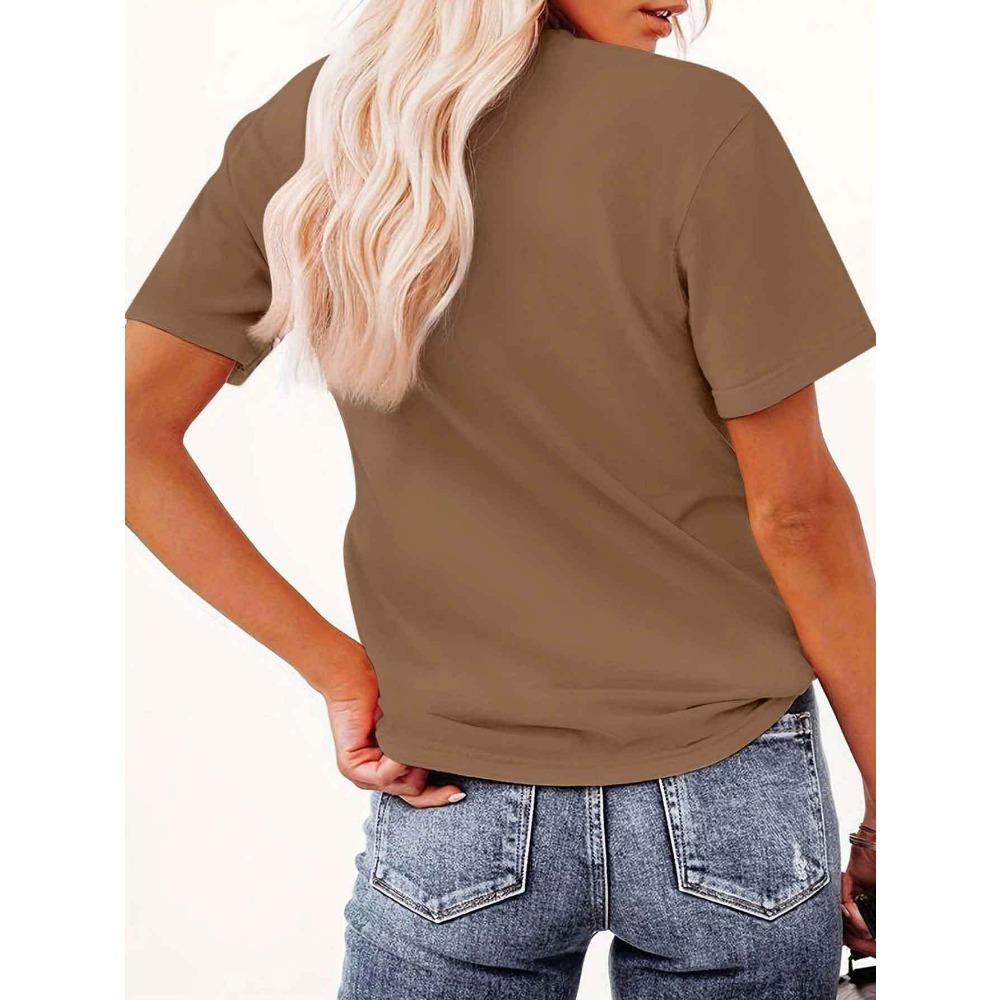 Women'S Playful Black Cat Print Short-Sleeve Round Neck T-Shirt - Sporty Casual Style, Soft And Breathable