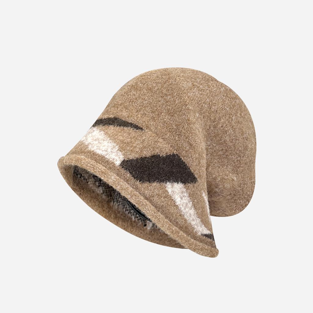 Fair Island Wind Curling Heap Hat Female Autumn and Winter Retro Face Small Cold Hat Lazy Wind Warm Bag Head Wool Hat