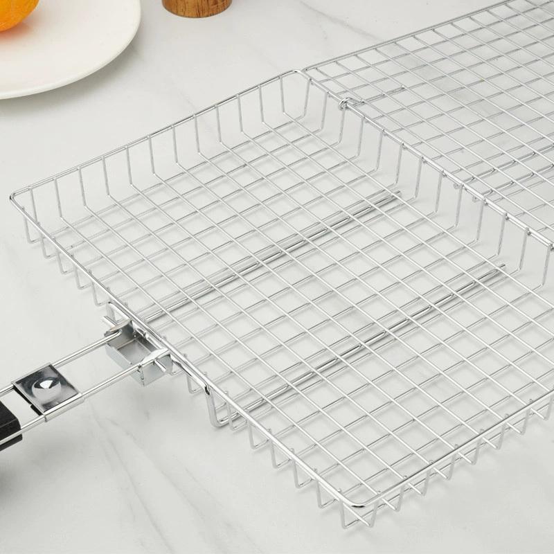 Foldable 304 Stainless Steel Bbq Mesh Non Stick Grilling Basket Grill Mesh Mat Meat Vegetable Steak Picnic Party Barbecue Tool