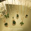 Emerald Butterfly Pendant Necklace: Luxury Titanium Steel Clavicle Chain for Women