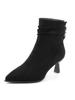 Gentle and fashionable pointed suede high-heeled short boots women's 2025 new pleated piled boots temperament thin heel thin boots