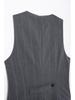 2024 Autumn Women's French V-neck Sleeveless Pleated Striped Vest Dress