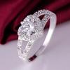 Women Crystal Love Heart Shaped Ring Bridal Wedding Jewelry Korean Exquisite 925 Plated Shiny Crystal Ring Fashion Jewelry
