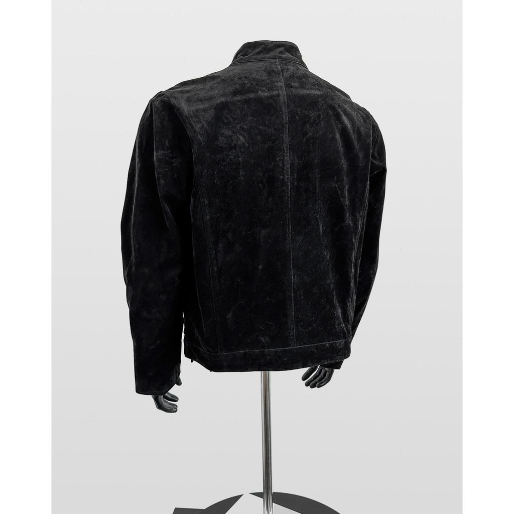 Vintage Retro Suede Stand Collar Buckle Men's Loose Jacket