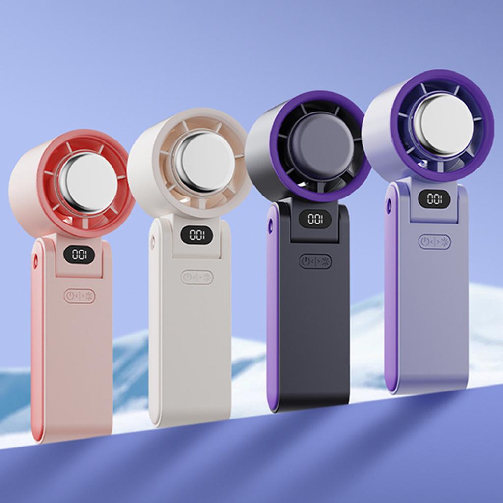 Handheld Mini Fan 3600mAh Foldable Portable Desk Outdoor 100 Speed USB Rechargeable Quiet Fan Phone Stand LED Display Screen