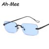 Stylish Compact Rimless Square Sunglasses Female Male Luxury Brand Design Popular Travel Driving Metal Retro Sun Eyeglasses UV400