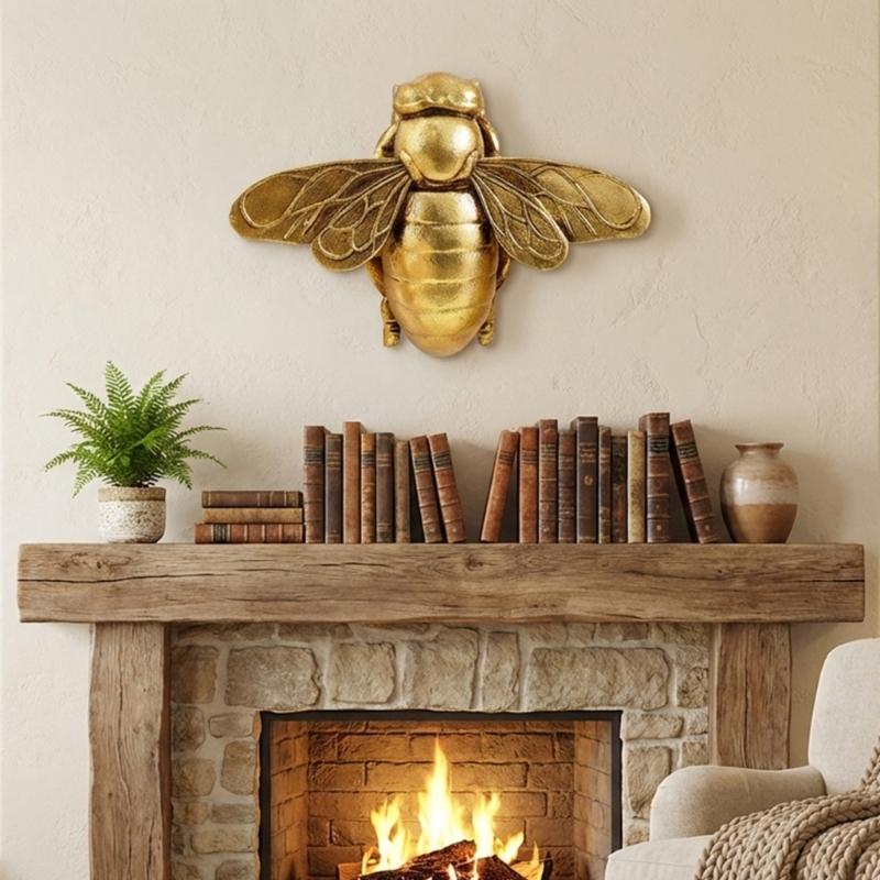 Elegante Harz Goldene Bienen Wandbehang Skulptur Dekoration für Zuhause Büro und Hochzeitsdekorationen Sammler Bienenliebhaber Geschenk