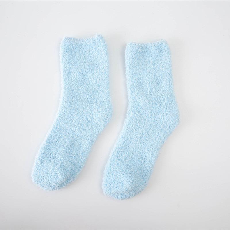 Women's Winter Tube Socks Candy Color 6PC Solid Color Thick Socks Casual Floor Socks Coral Fleece