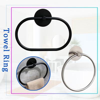 Selbstklebender Handtuchring, 304 Edelstahl, oval, zur Wandmontage, mattschwarz, Splitter, für Küche und Bad, Handtuchhalter, Ring, Regal, 3M-Aufkleber