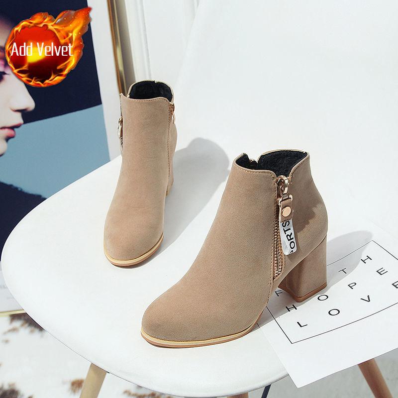 Fashion Heeled Ankle Boots for Women Autumn Winter Round Toe Booties Chic and Elegant Fashion 2025 Warm Woman Short Shoes On Promotion