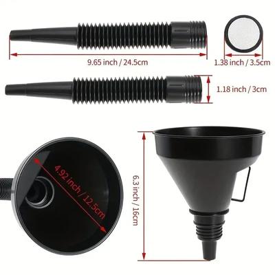 Entonnoir à carburant flexible multifonctionnel pour automobile, entonnoir à huile à large ouverture, outil anti-renversement pour le ravitaillement et le changement d'huile, avec poignée