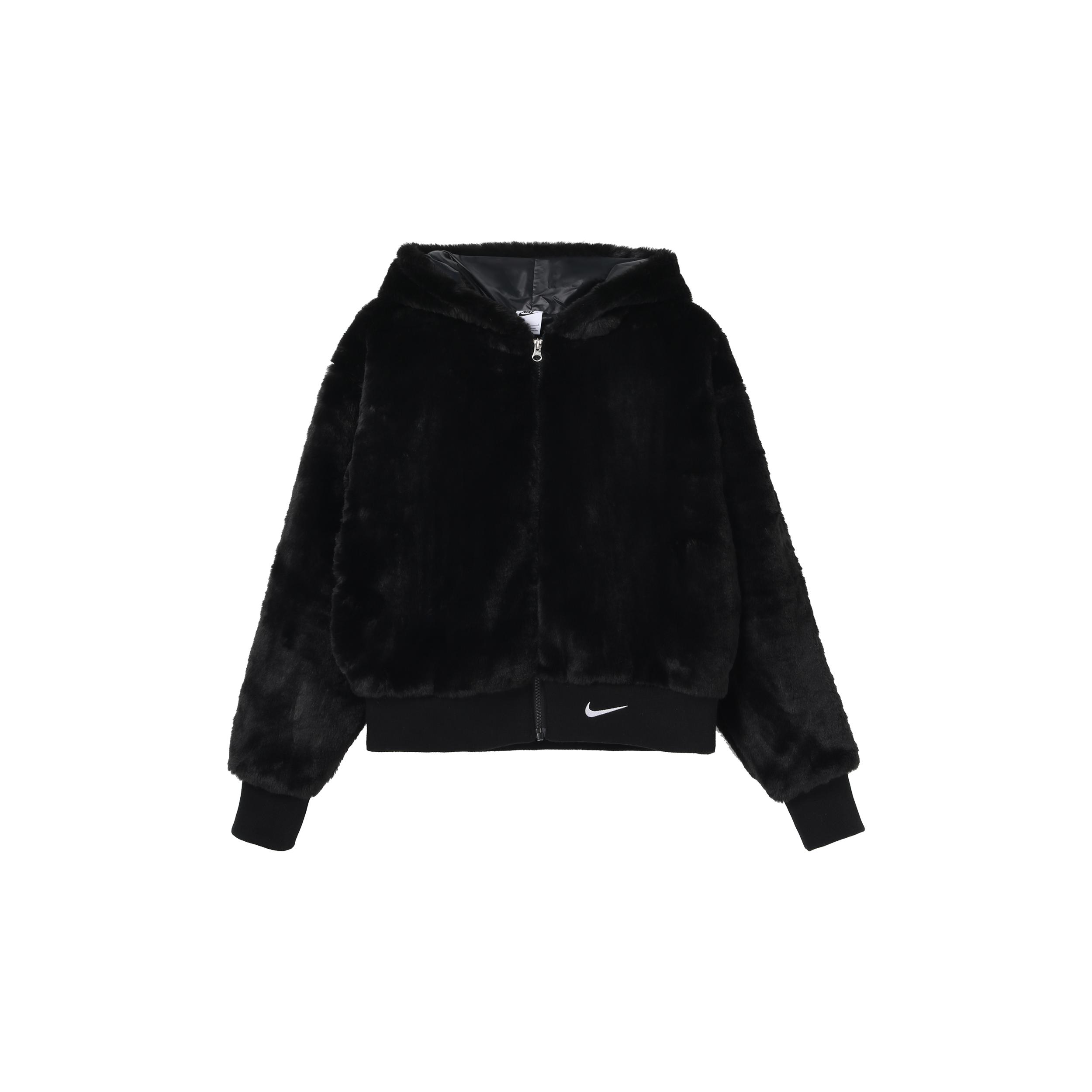 

New Nike Women ss Sportswear Essential Faux Fur Jacket Asia Sizing Black DD5117-010 XL