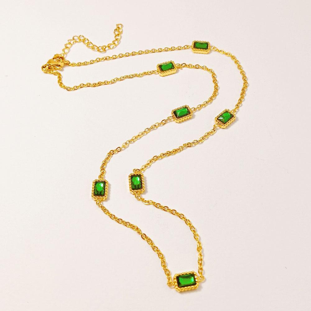 Fashion Personalized Emerald Collarbone Chain Personalized Design Titanium Steel Bracelet Women Do Not Fade Versatile