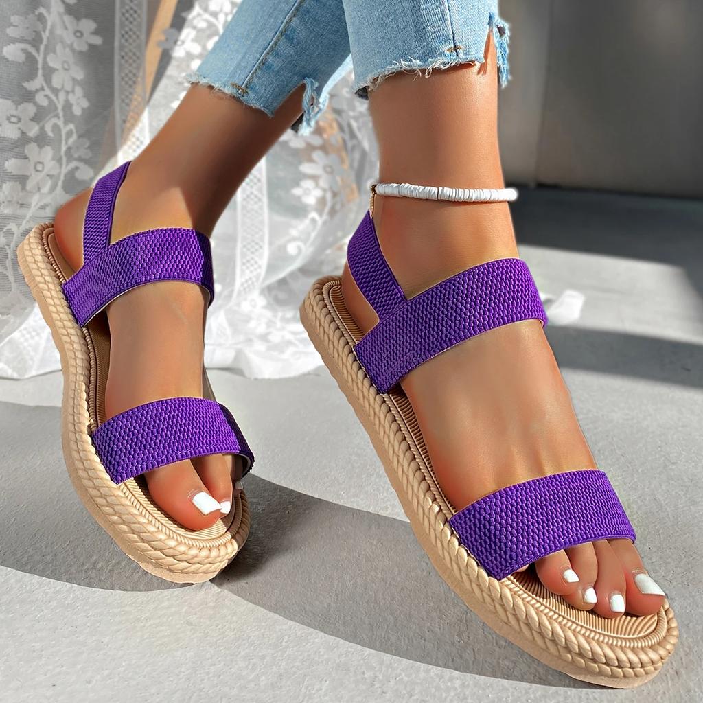 Fashion Lightweight Women's Flat Sandals Summer Fashion Elastic Band Roman Sandals Woman Comfortable Non Slip Beach Sandalias Mujer 2025