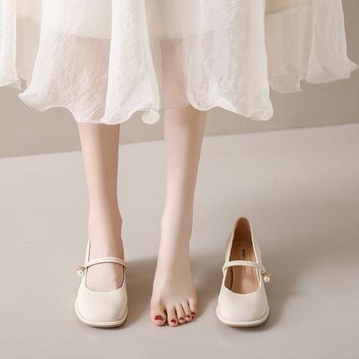 Mary Jane Women's Shoes 2025 New Medium Heel Fashion Versatile Medium Thick Heel High Heel Single Shoes with Skirt