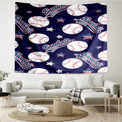 Baseball Print Tapestry, Backdrop, Easy Setup, Ideal for Bedroom, Office & Living Room, with Aesthetic Wall Hanging Decor.