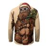 Men's Casual Quick-Dry Mesh Golf Shirt Long Sleeve Top with Christmas Print