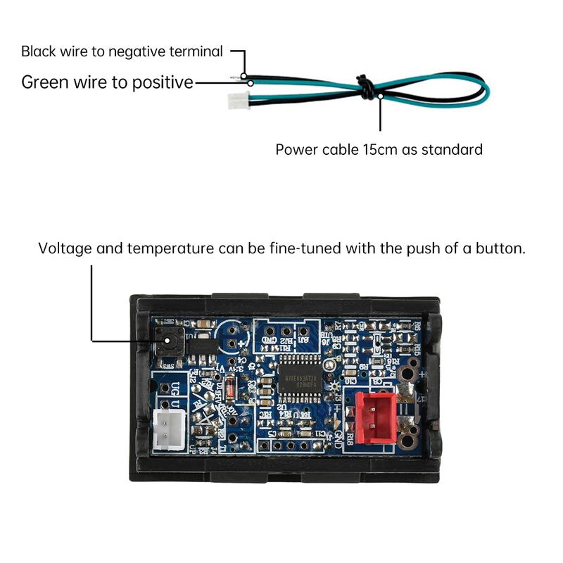 DC4-28V -40~120℃ Digital Voltmeter Thermometer 0.28" LED Display with 1meter NTC 10K Temp Probe for Car, Motorcycle 5V 12V 24V
