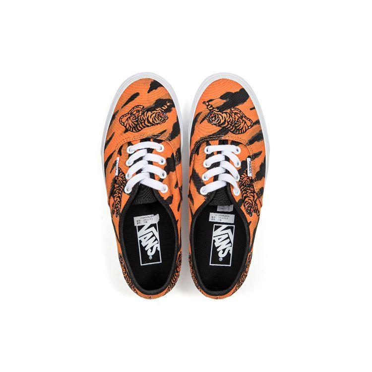 Vans Authentic Tiger Print Low Top Sneakers Unisex Black Orange VN0A5KRDORA
