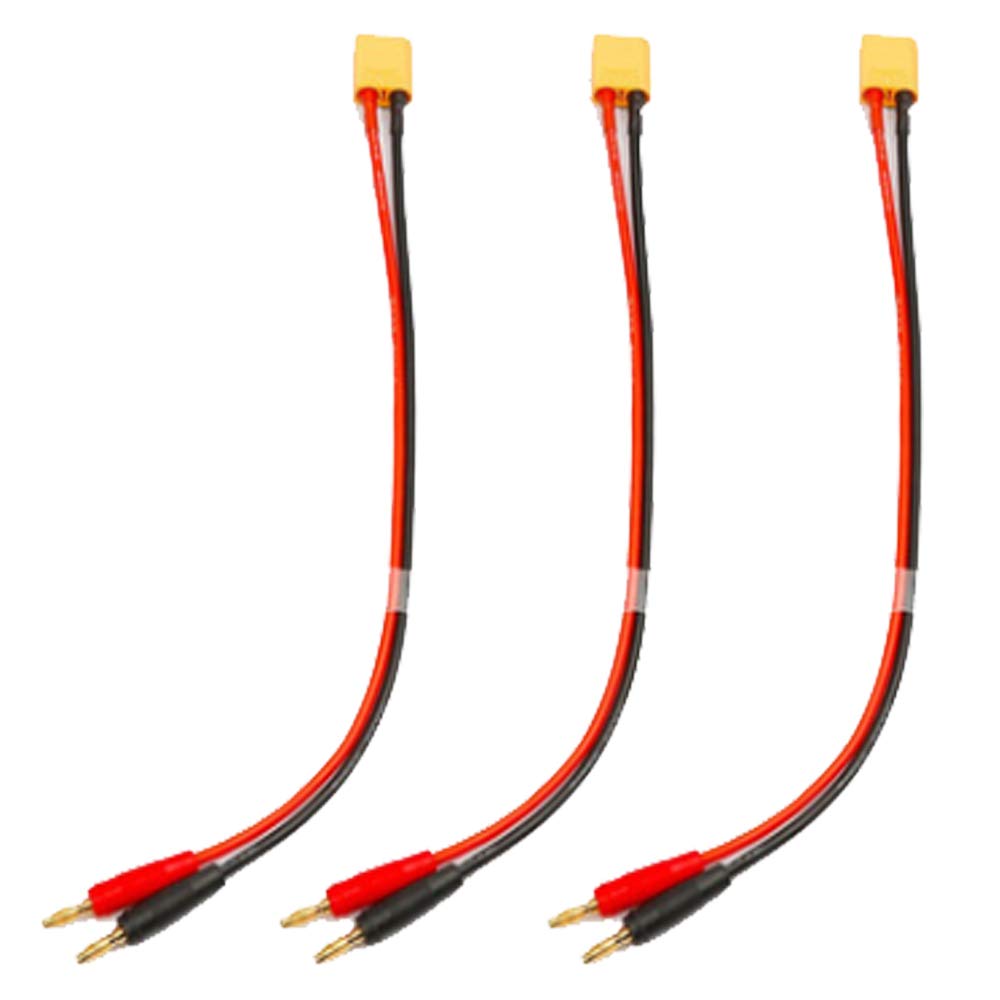 Yiqigou 2pcs XT90 Male Plug Connectors Convert to Banana Bullet Plug Connectors with 30cm 14AWG Silicone Cable XT-90 4.0