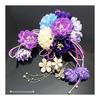 3-Piece Brooch Bouquet Hair Accessory Set - Elegant Kanzashi Comb with Rhinestones for Formal Occasions, Kimono, Weddings, and Dresses