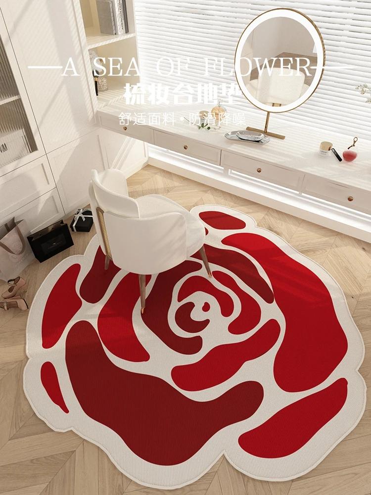 Flower Shape Cloakroom Floor Mat Large Area Luxury Rugs for Bedroom Thick Dresser Rug Nordic Living Room Decoration Plush Carpet