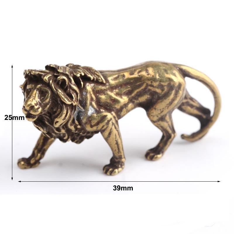 Copper Lion Ornament Miniatures Figurines Craft Desk Decoration Statue