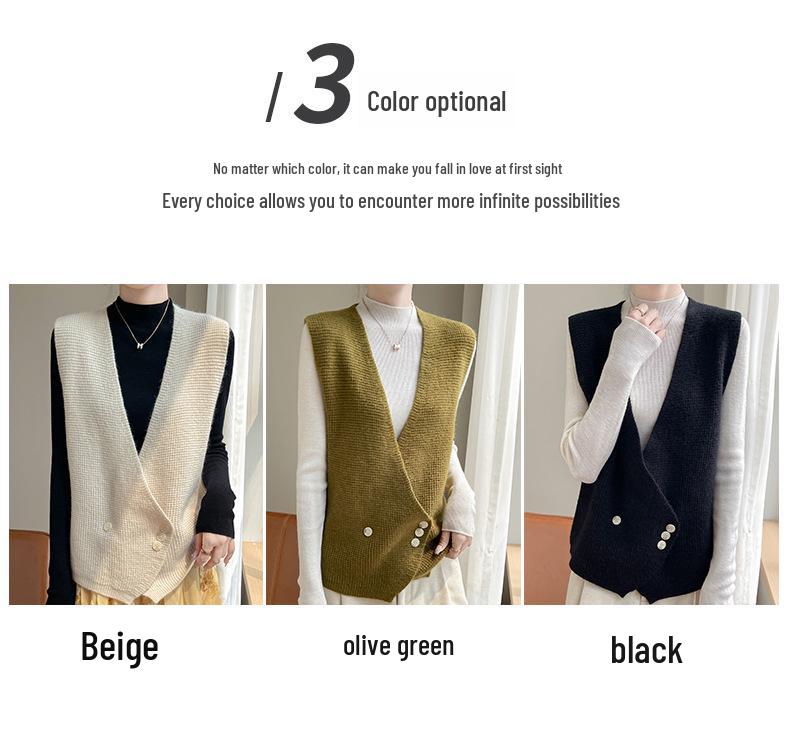 High-End Autumn Cross Placket Wool Cardigan Vest