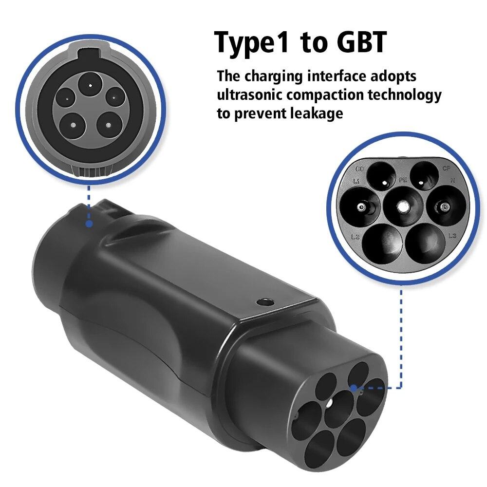32A Type1 zu GBT EV Adapter GB/T Elektrofahrzeug-Buchse J1772 Stecker Ladekonverter Adapter für chinesisches Auto-Konverterladegerät