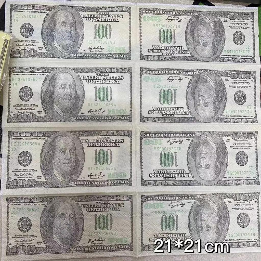 Creativo Simulazione Stampa Dollaro Carta Asciugamano Foglietto di Carta Polpa di Legno Grezza Tovagliolo Portatile Foglietto di Carta Tovagliolo Dollaro USA