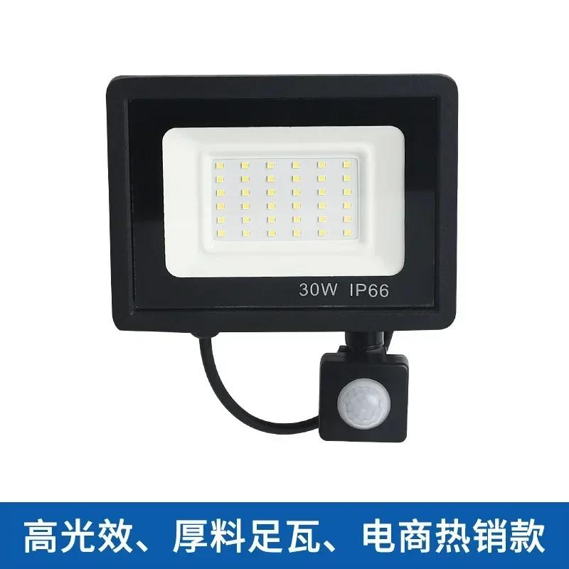 LED Induction Small Apple Floodlight 50W100W White Warm Light Outdoor Waterproof Human Body Infrared Induction PIR Floodlight