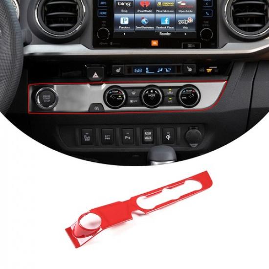 ABS Red Kit Car Air Condition Button Panel Trim Cover For Toyota Tacoma 2016-22